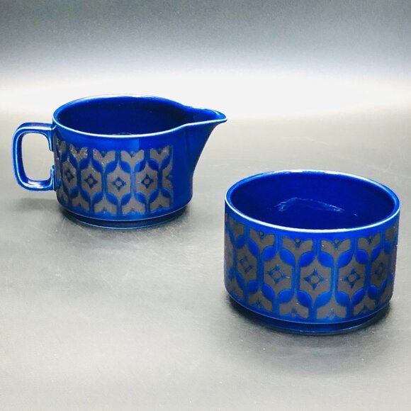 Vintage Hornsea Midnight Blue Heirloom Creamer Open Sugar Set Midcentury Kitchen - Picture 2 of 10